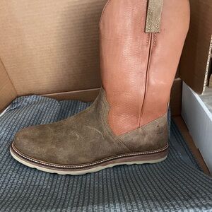 Lucchese - Men's Two-Tone Leather & Suede Western boot- Brown/Tan